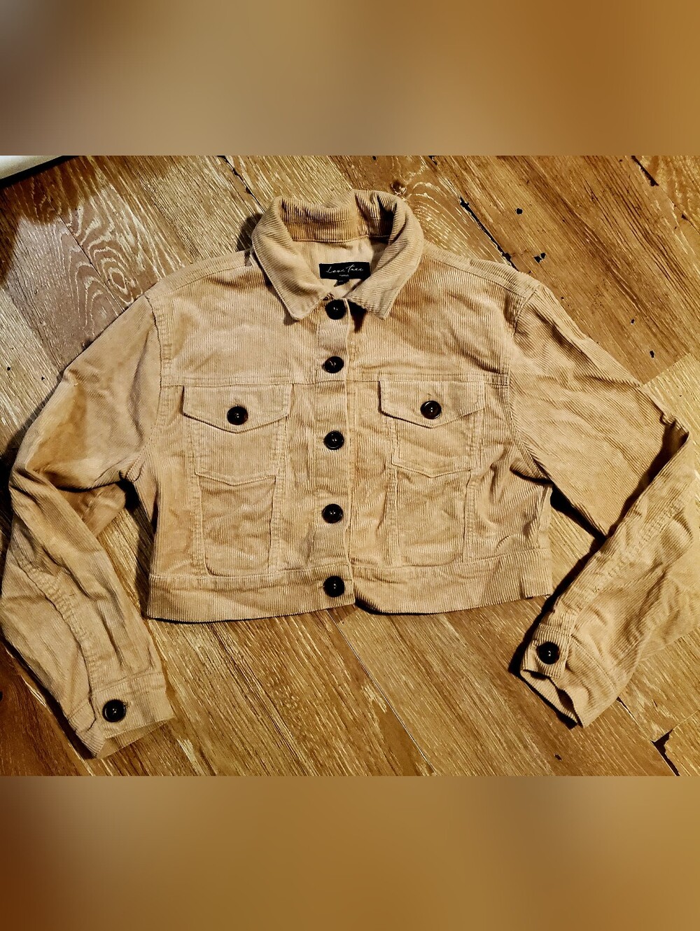 Love Tree Tan Corduroy Cropped Jacket